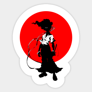 Afro hair samurai in red moon Sticker